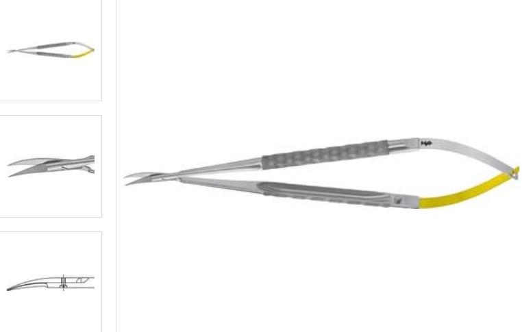 Мікроножниці, вигнуті, 180 мм, зубчасті, гострі / гострі